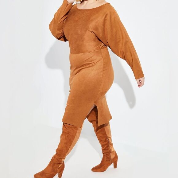 Faux Suede Bodycon Dress Ashley Stewart 30/32 Plus size - Picture 1 of 8